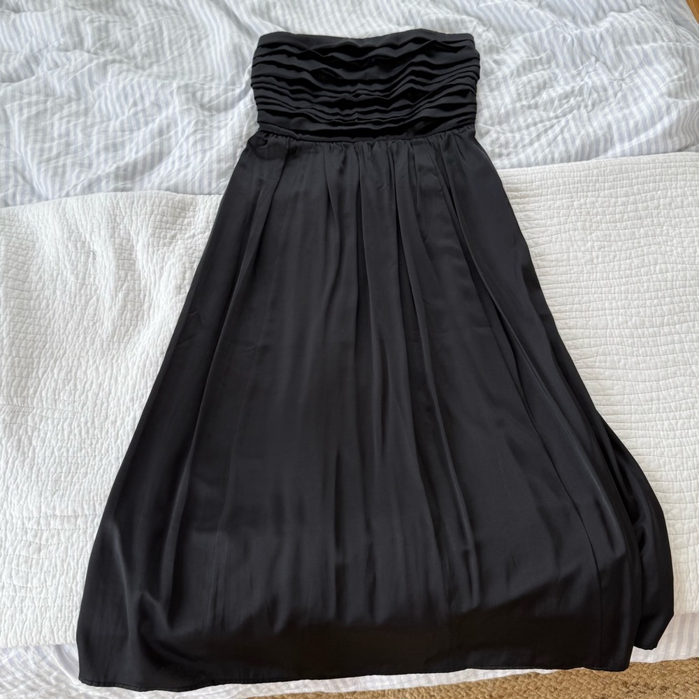 abercrombie black silky strapless dress